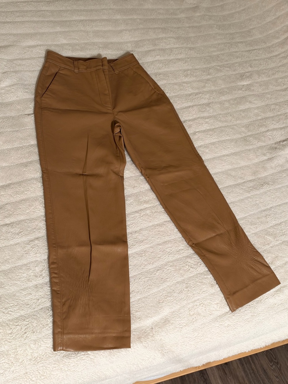 Aritzia Babaton Caramel Brown Leather Pants